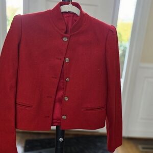NELL flowers . Vintgage. Womens Red Button-Front Wool Jacket. 6